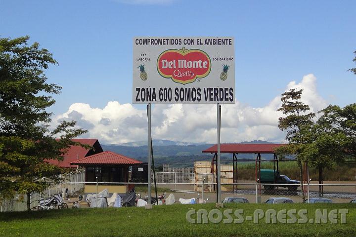 6-06 Empacadora.JPG - Zynisches Schild vor einer empacadora (Obstverarbeitungs-Anlage): "Wir sind Grüne".